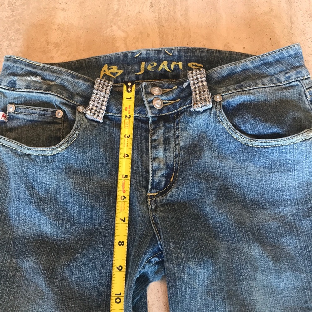 Vintage AB Jean, distressed with rhinestone accent